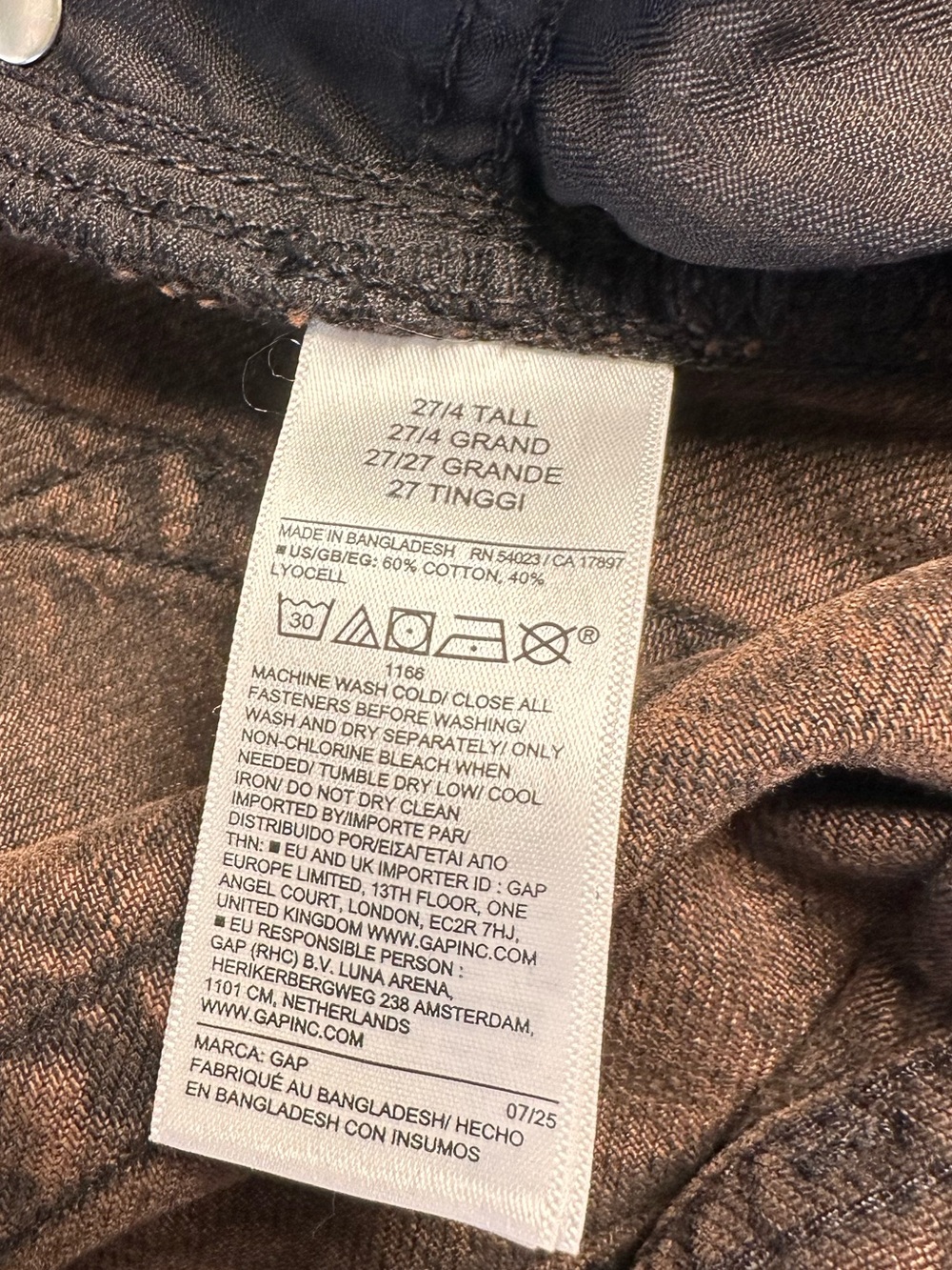 GAP Baggy Mid Rise Wide Leg Jeans Brown Copper Wash 27 Tall NWT - Picture 6 of 14